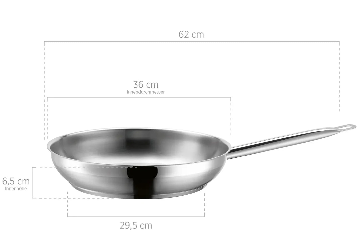 Pro Inox Frying Pan Stainless Steel 18/10 0.7mm | Silver | Stainless Steel 18/10