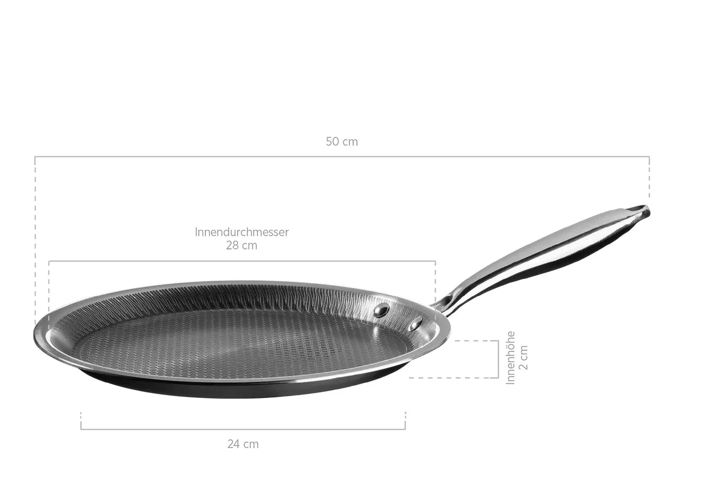 Vulcano Crêpe Pan, 3-ply with honeycomb coating | Silver / Black | 18/10 Stainless Steel