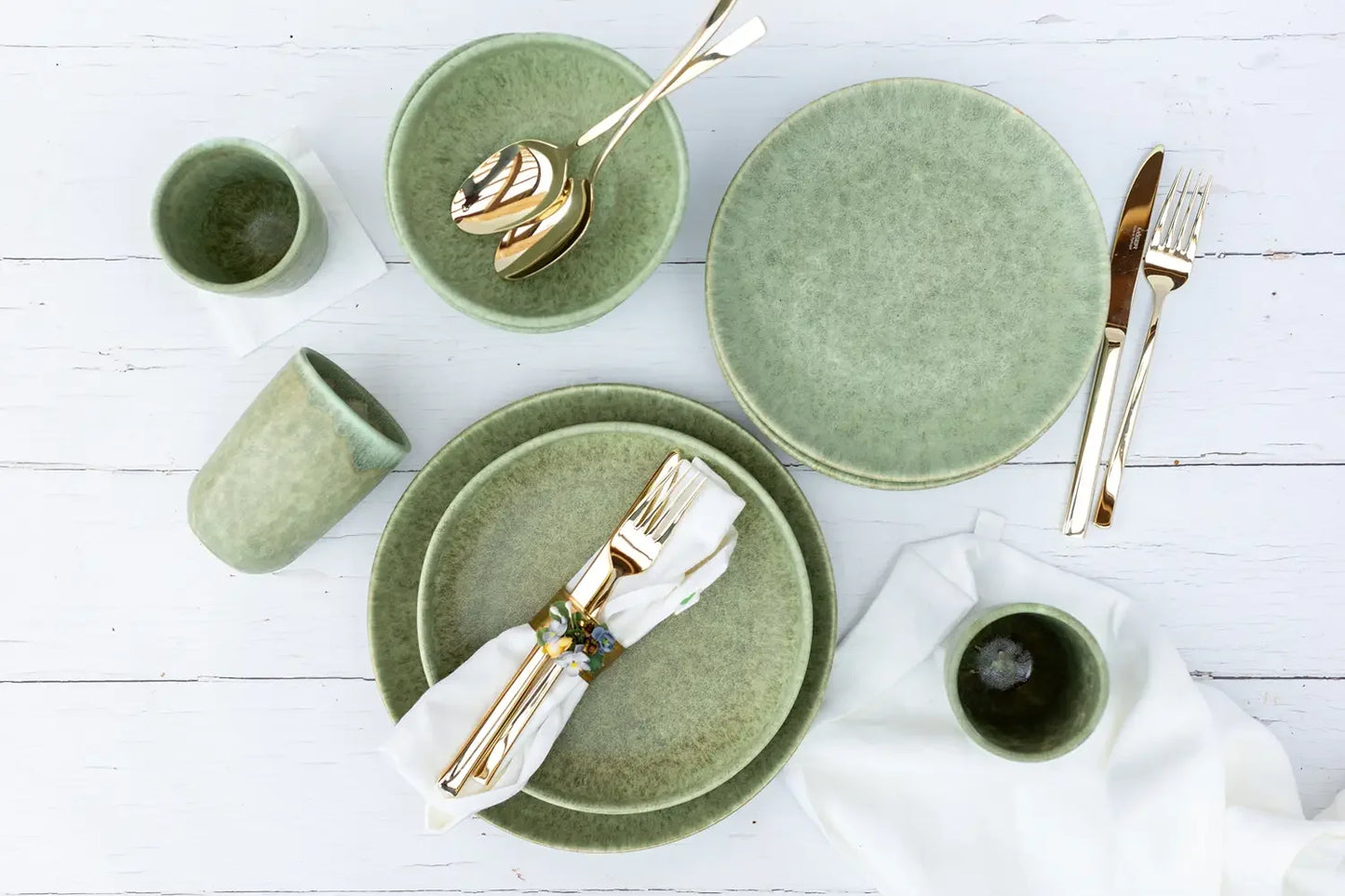 Aurelia Cutlery Set, Shiny white gold 18/10 | 30-piece | White Gold | 18/10 Stainless Steel | Made in Portugal