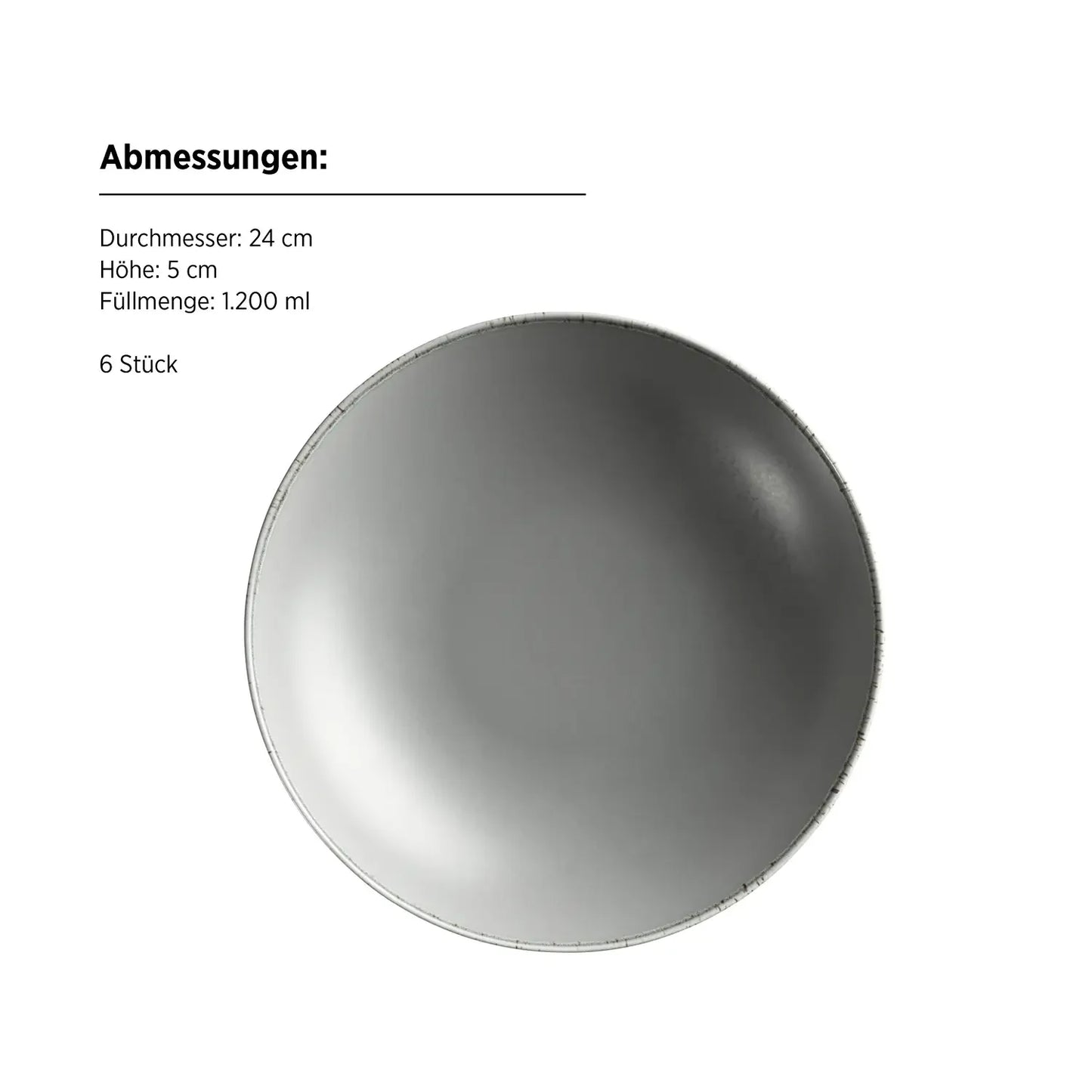 Bianco Deep Plate | Set of 6 | Grey | Porcelain | Made in Portugal