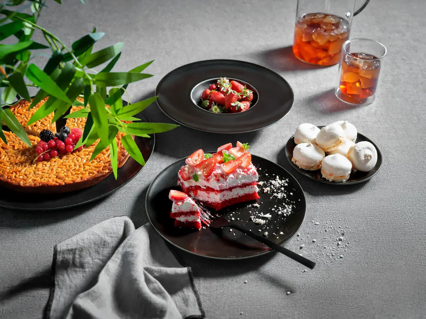 Assiettes gourmets Noir | 4 pièces | Noir | Porcelaine | Fabriqué au Portugal