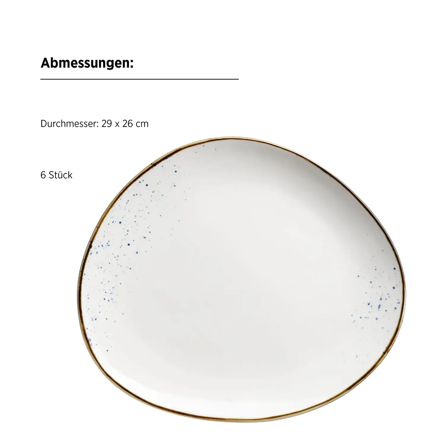Riviera Oval Plates | 6-Piece Set | White / Brown | Porcelain