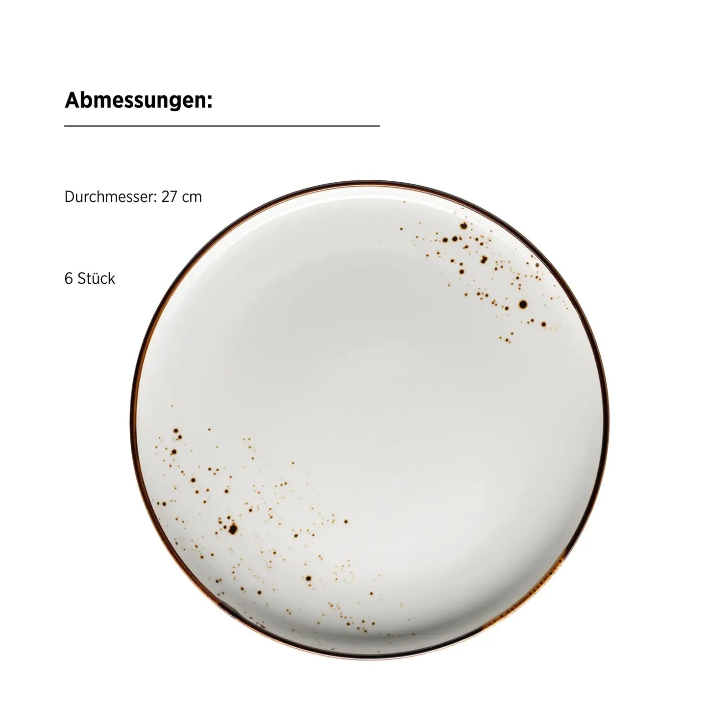 Assiette plate Riviera | 6 pièces | Blanc / Marron | Porcelaine