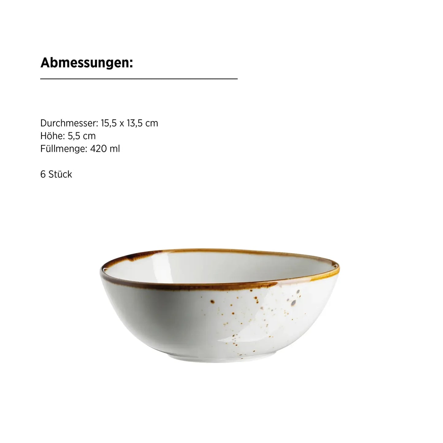 Plat Riviera ovale | 6 pièces | Blanc / Marron | Porcelaine
