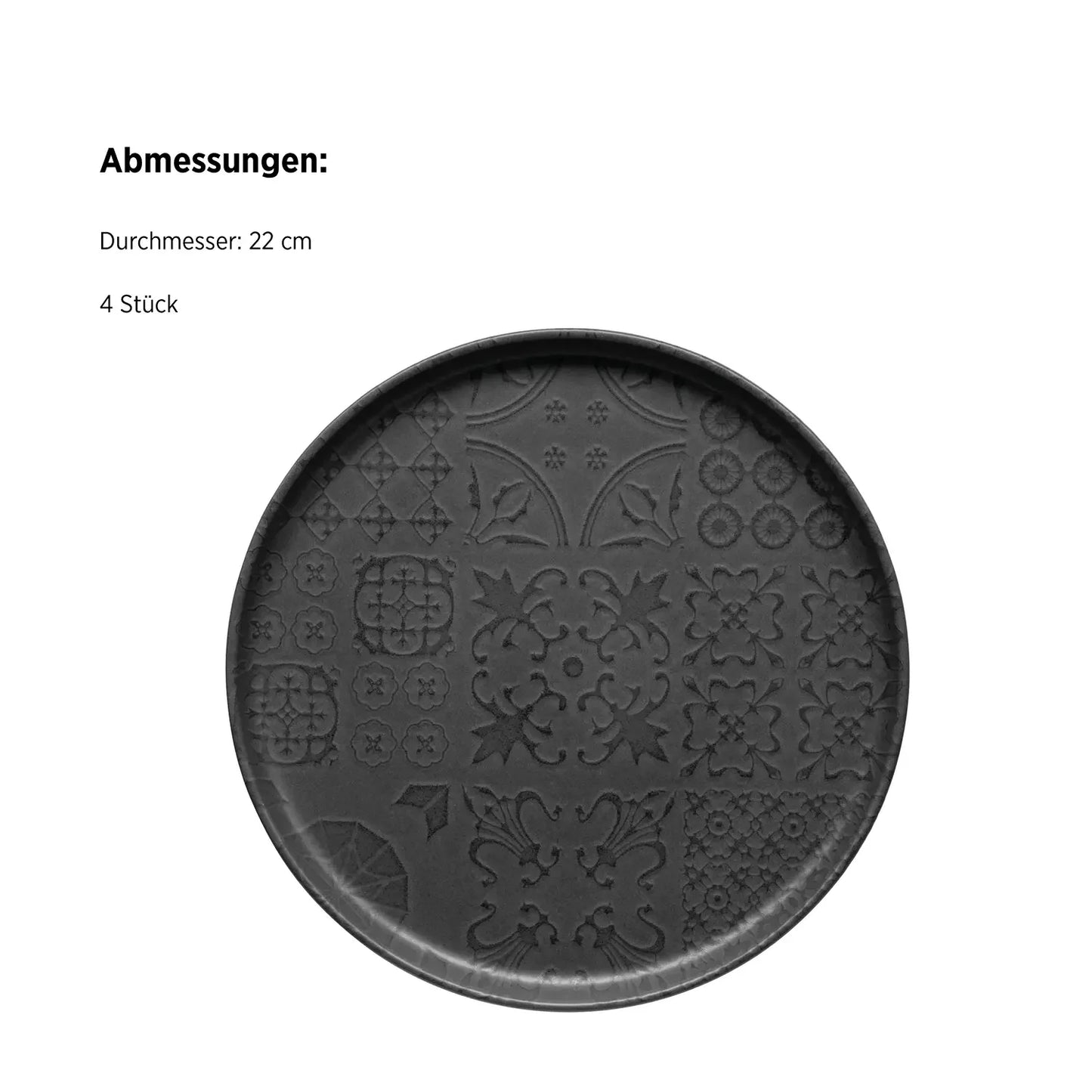 Azulejo Noir Dessert Plate UNO. | 4 pcs. | Black | Stoneware | Made in Portugal