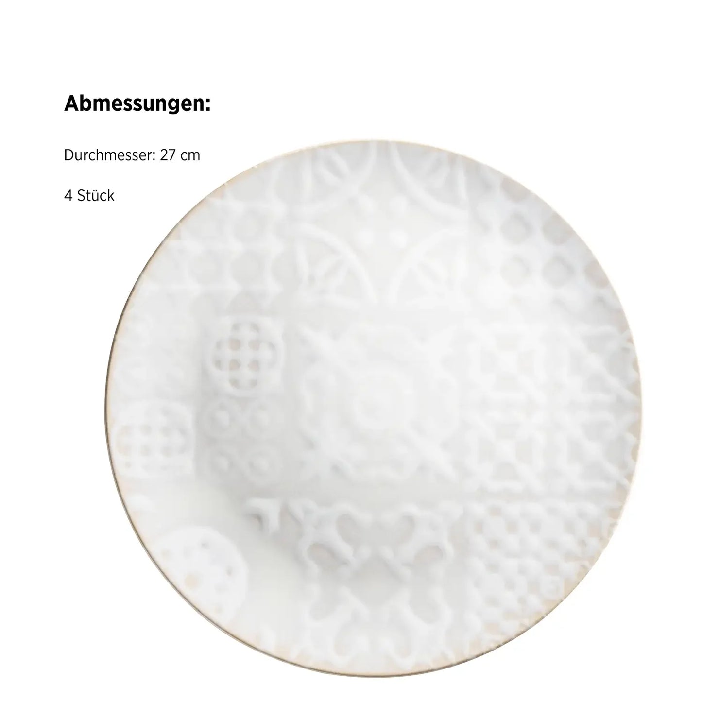 Azulejo Blanc Flat Plate | 4-piece | White | Stoneware | Made in Portugal