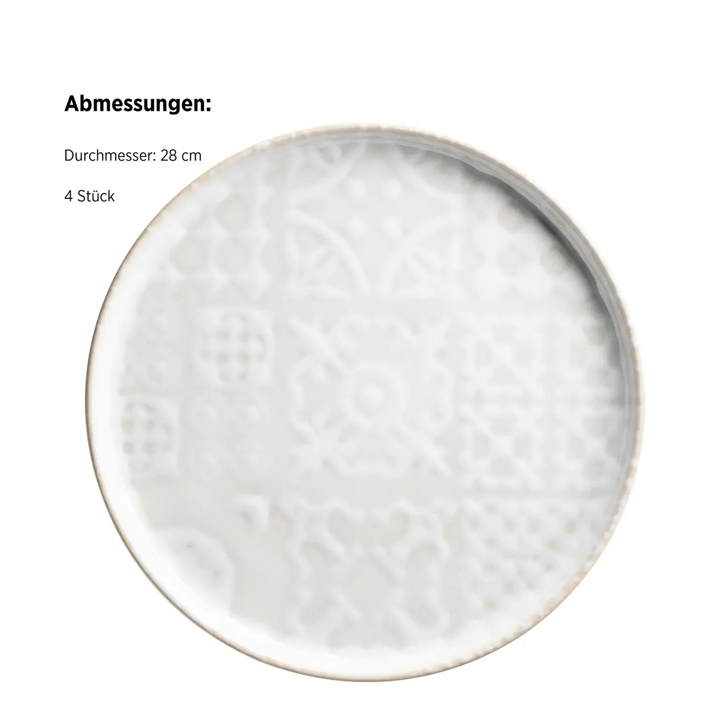 Azulejo Blanc Assiette plate UNO | 4 pièces | Blanc | Grès | Fabriqué au Portugal