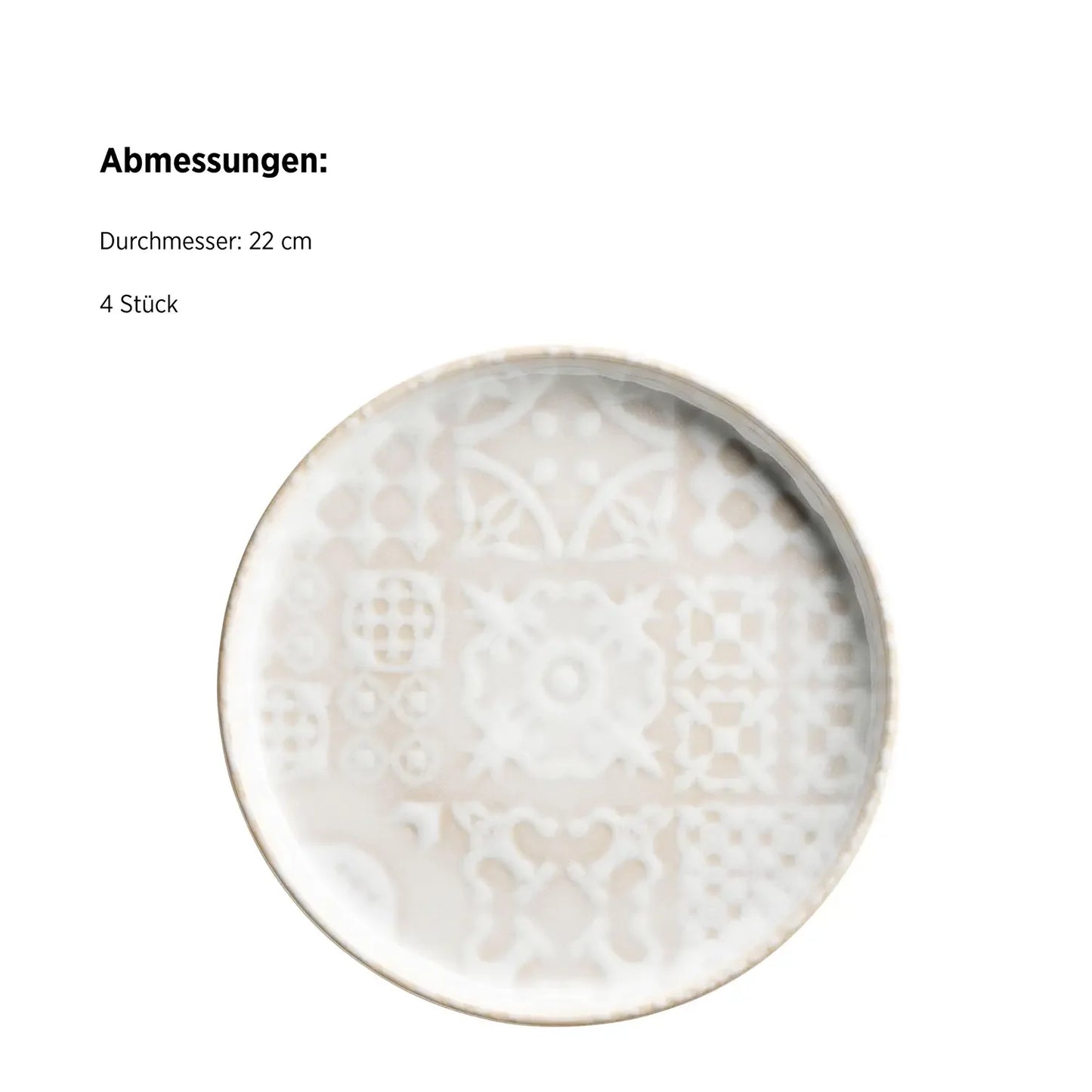 Assiette à dessert Azulejo Blanc UNO. | 4 pièces | Blanc | Grès | Fabriqué au Portugal