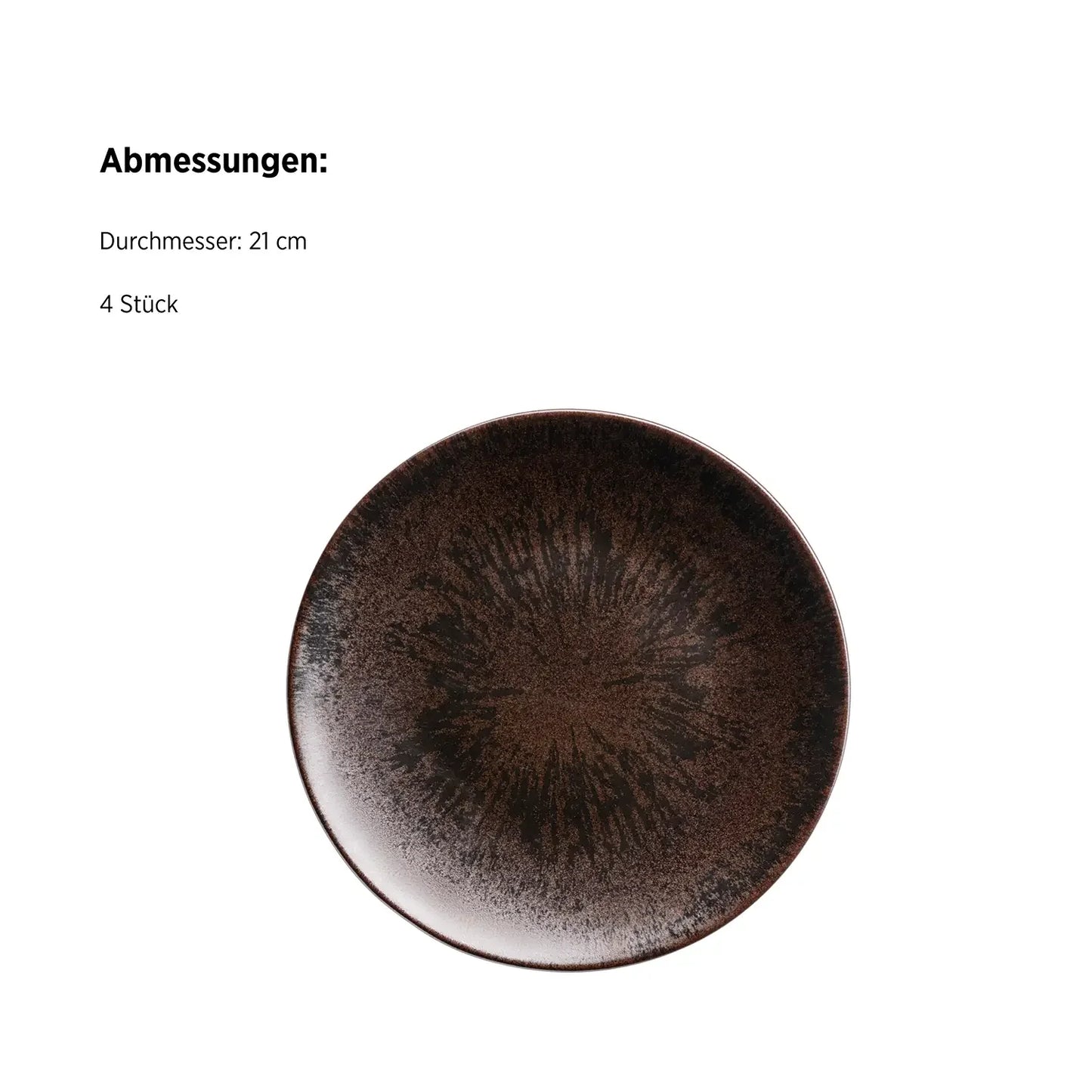 Bronzo Dessert Plates. | 4-piece set | Black | Stoneware | Made in Portugal