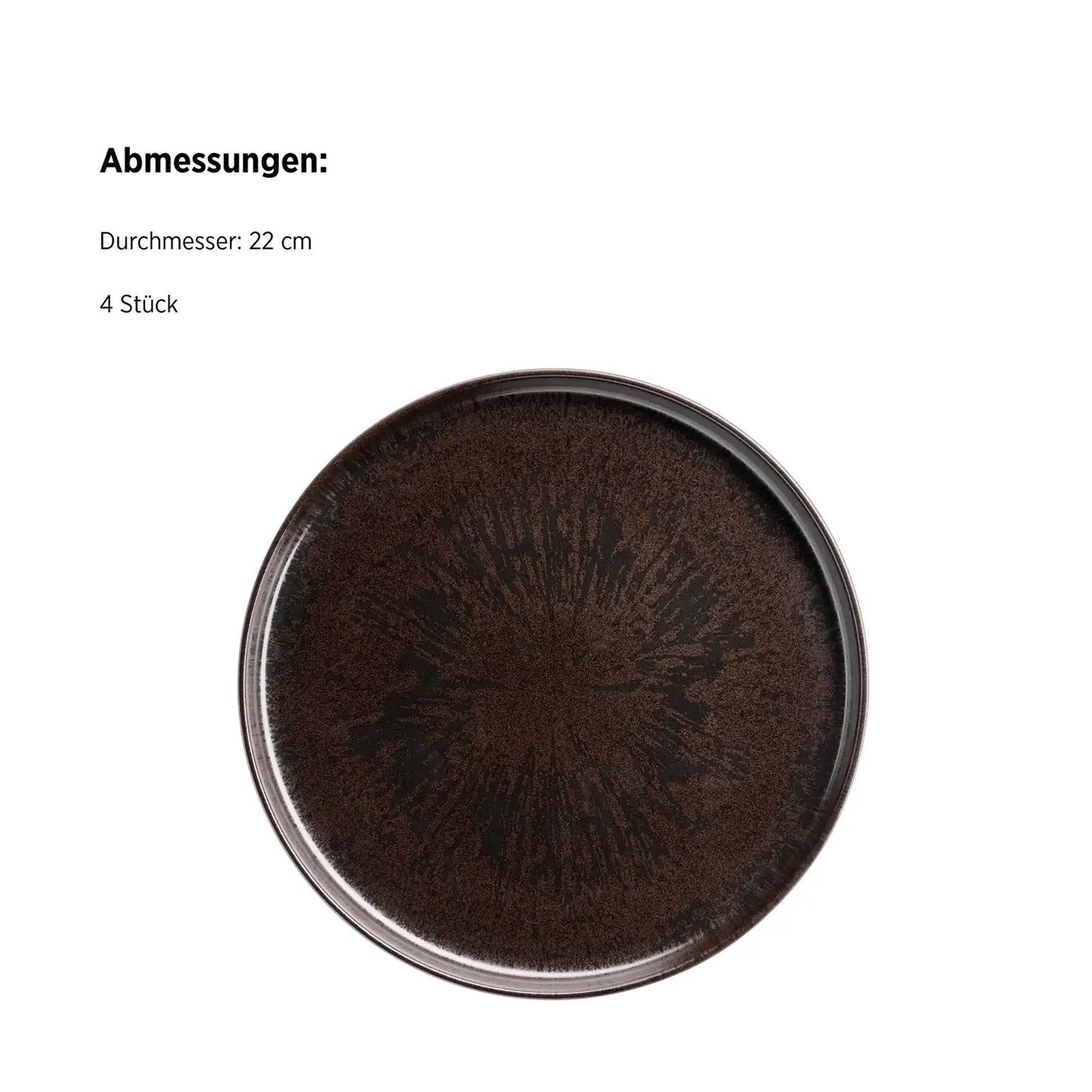 Bronzo Dessert Plate UNO. | 4-piece | Black | Stoneware | Made in Portugal