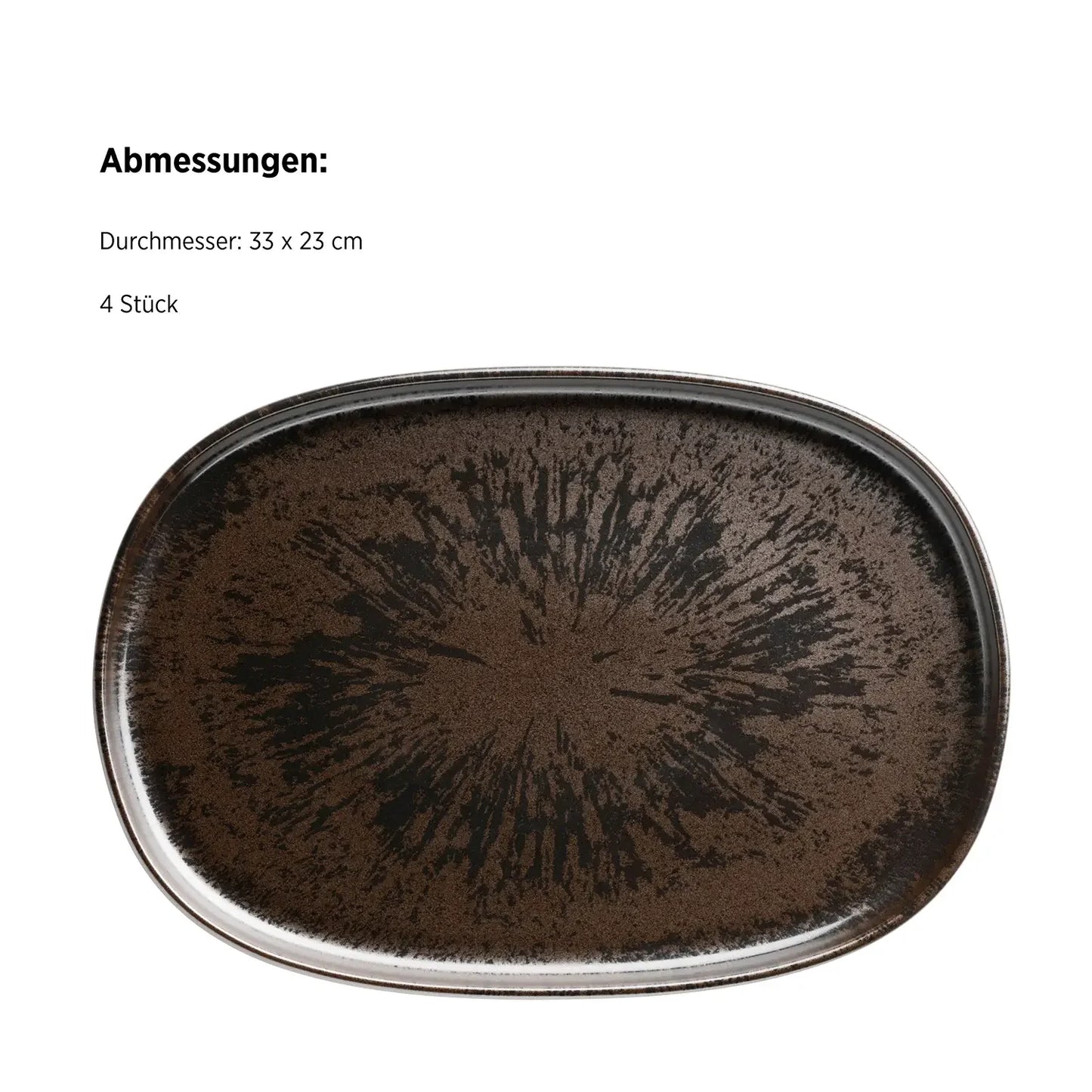 Bronzo Oval Plate UNO. | 4-piece | Black | Stoneware | Made in Portugal