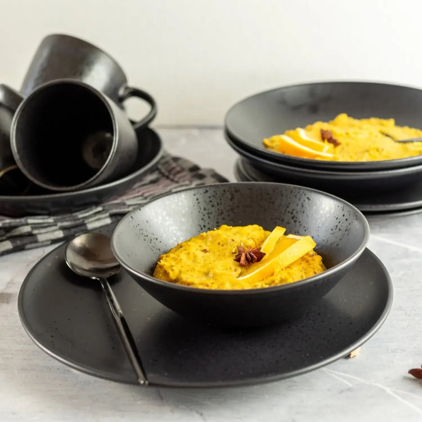 Purist Dessert Plate | 6-Piece Set | Black | Stoneware | Made in Portugal