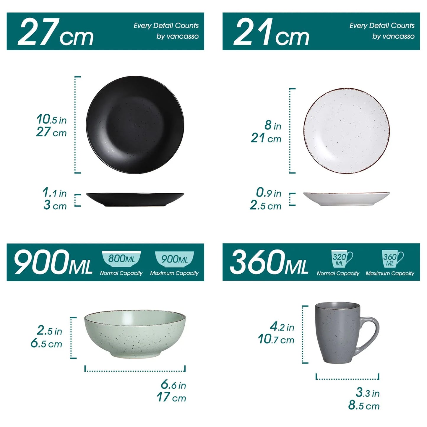 "Vintage" Kollektion | 16/32/48-tlg. Geschirr Set | Mehrfarbig | Steingut - Töpferkunst | Steingut Geschirrsets