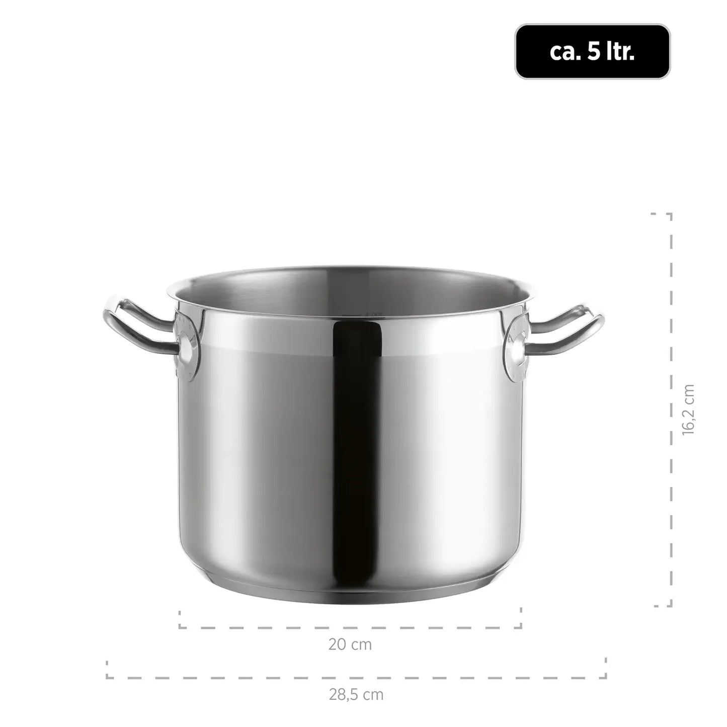 Marmite Pro Inox avec couvercle en acier inoxydable, env. 5 L | Argent | Acier inoxydable 18/10