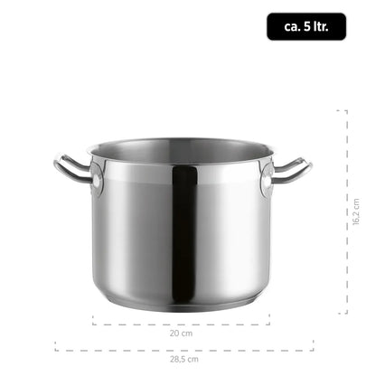 Marmite Pro Inox avec couvercle en acier inoxydable, env. 5 L | Argent | Acier inoxydable 18/10