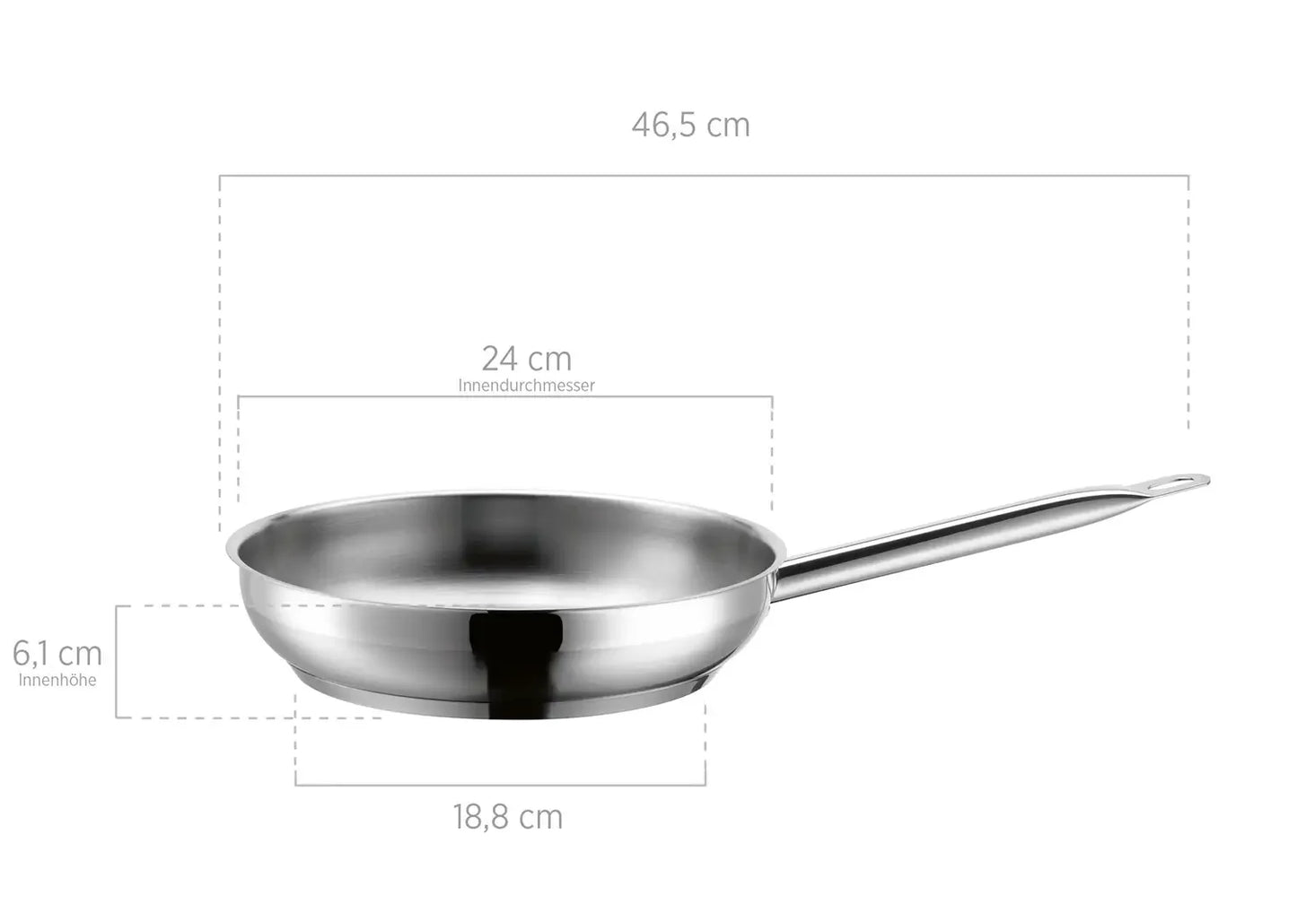 Poêle à frire Pro Inox Acier inoxydable 18/10 0,7mm | Argent | Acier inoxydable 18/10