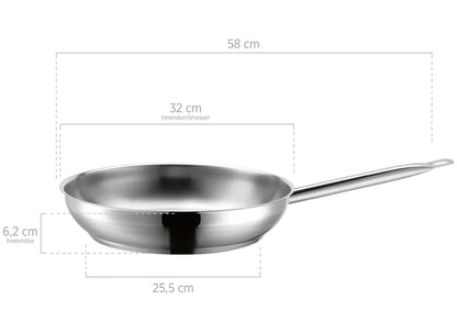 Pro Inox Bratpfanne antihaftbeschichtet Edelstahl | Silber / Schwarz | Edelstahl 18/10