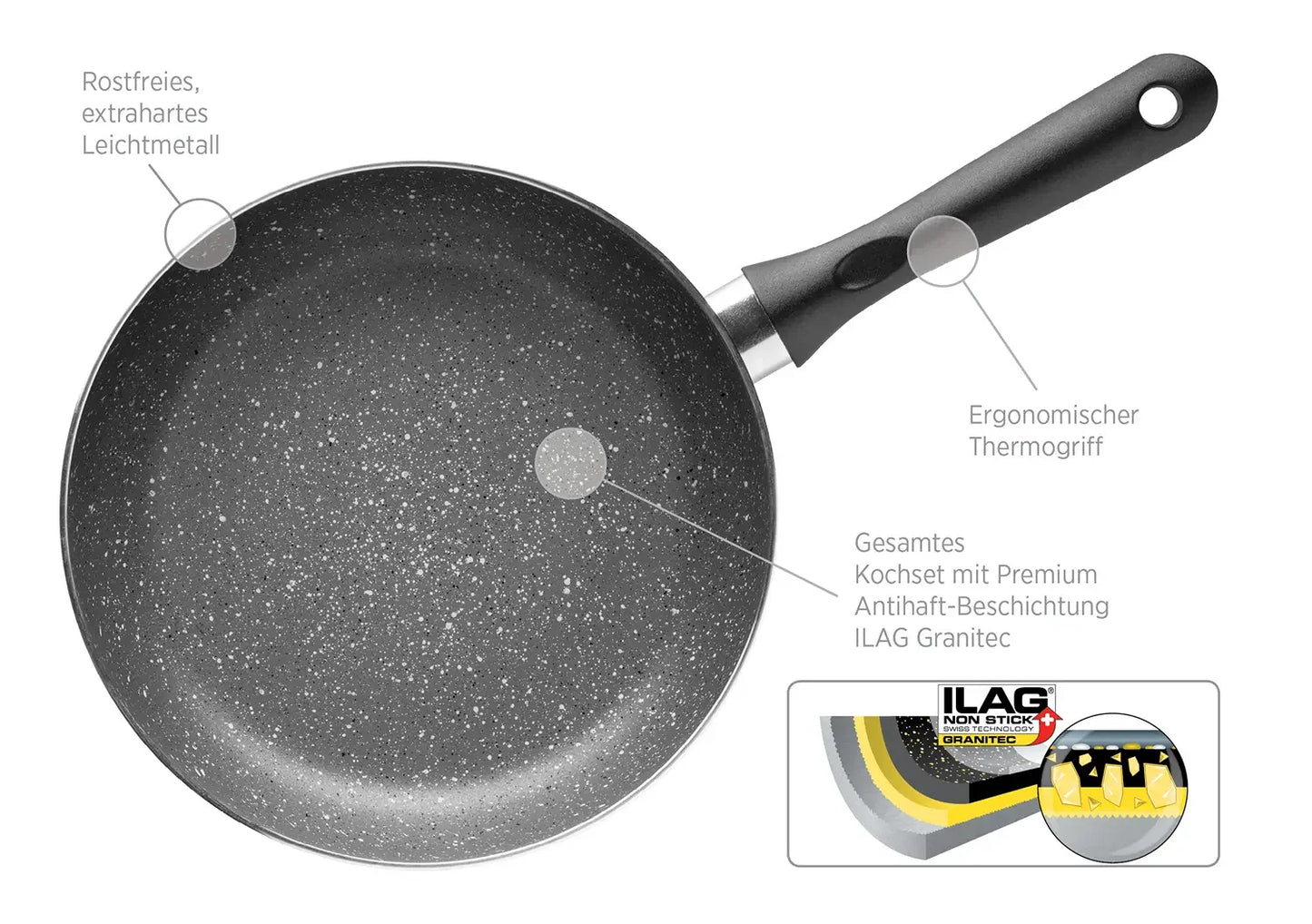 Solido Kochtopfset | 6-tlg. | Schwarz | Aluminium gepresst