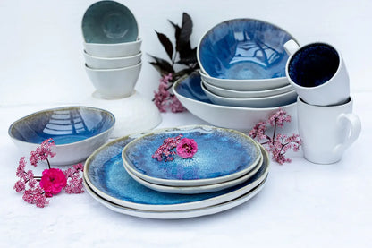 Nordic Frost Dinnerware Set | 3-pc. | Blue | Stoneware