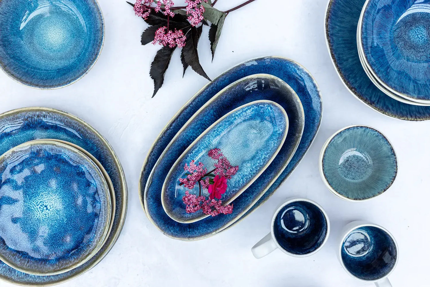 Nordic Frost Dinnerware Set | 3-pc. | Blue | Stoneware