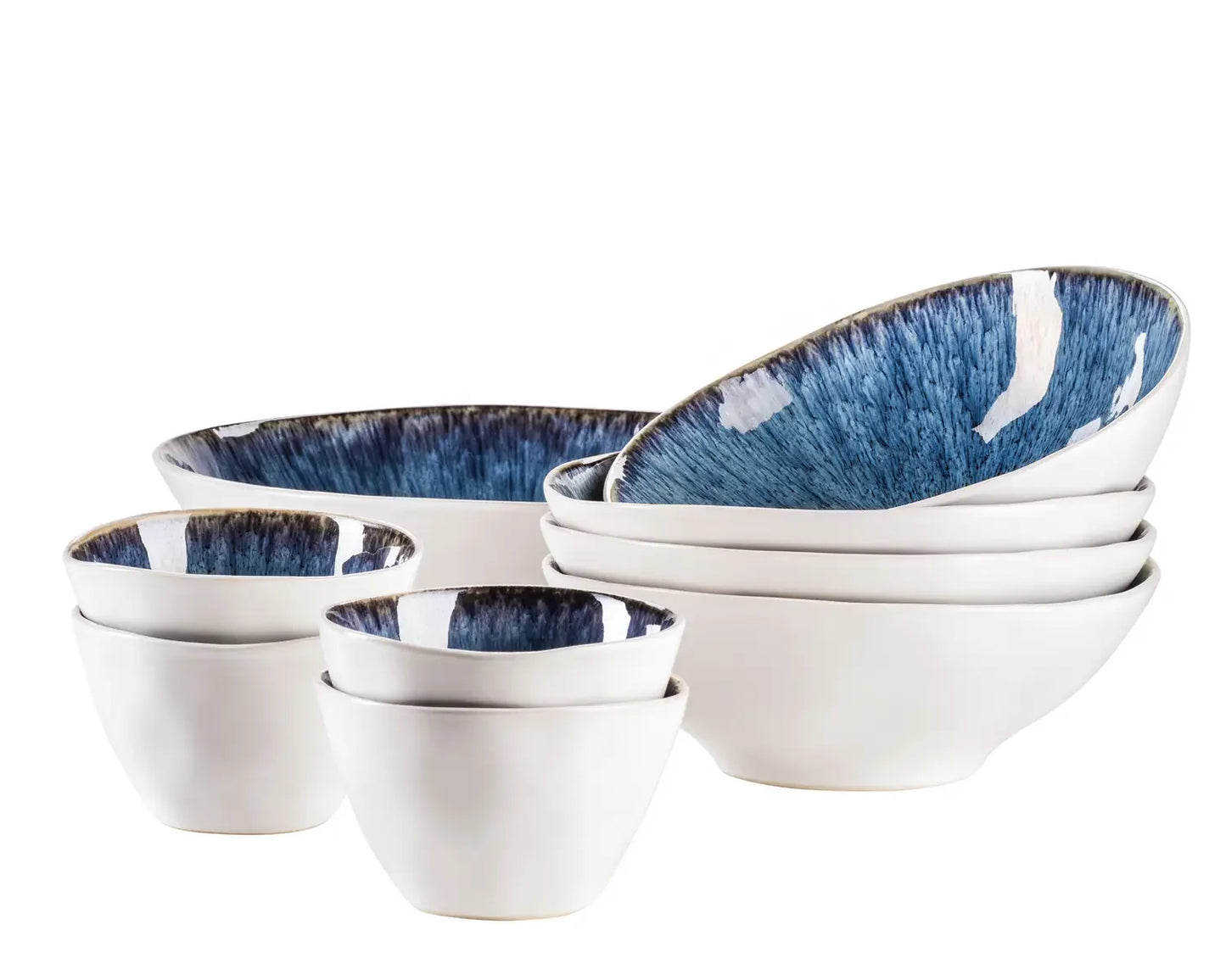 Nordic Frost Bowl Set | 9-pc. | Blue | Stoneware