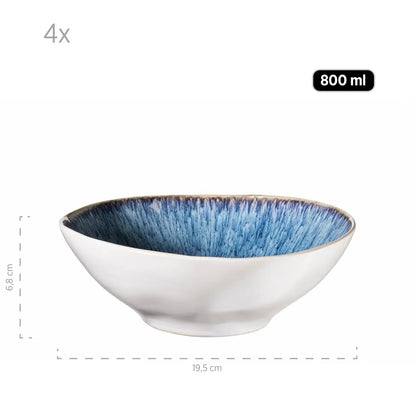 Nordic Frost Bowl Set | 9-pc. | Blue | Stoneware