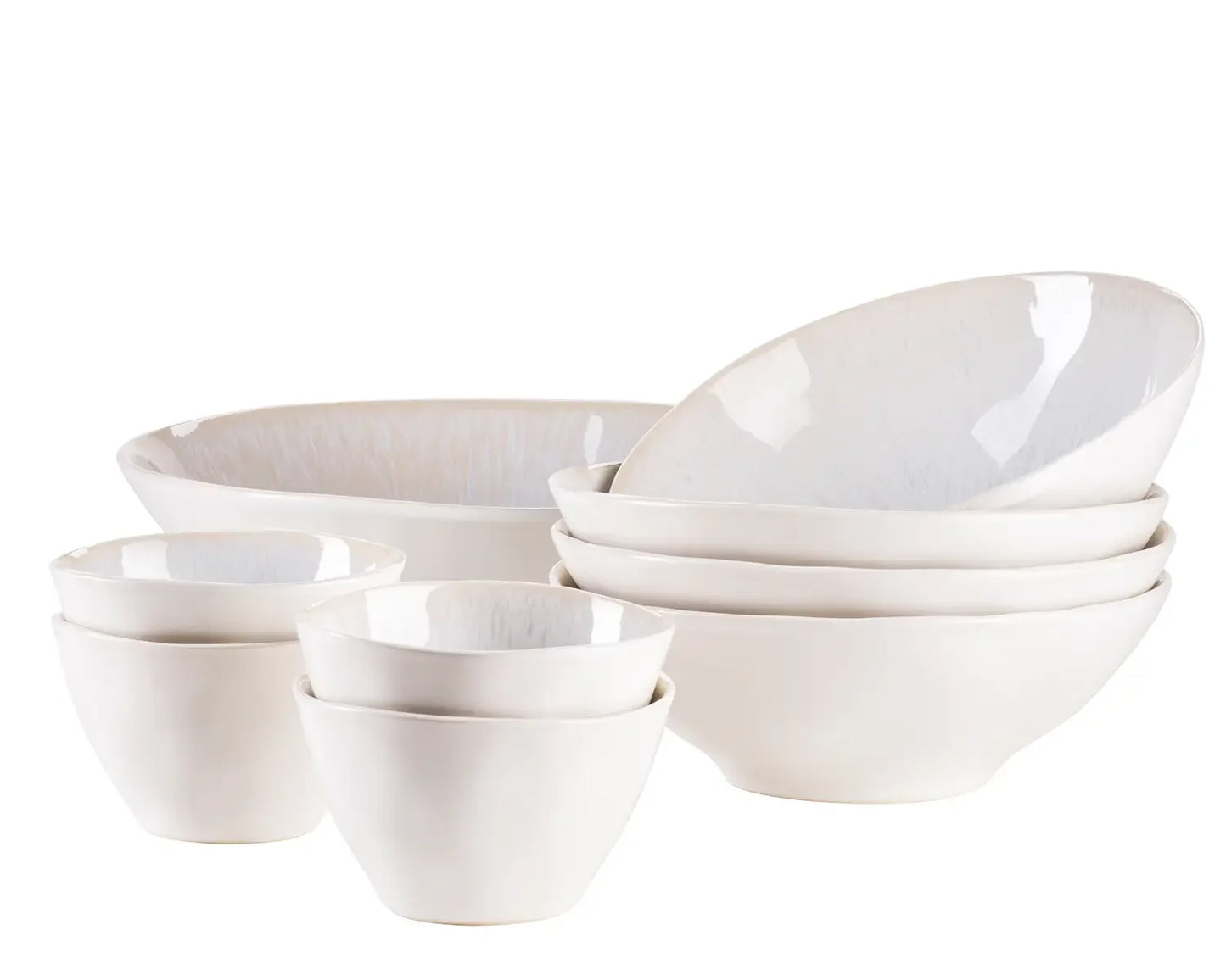 Nordic Frost Bowl Set | 9-Piece | White | Stoneware