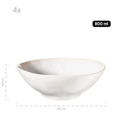 Nordic Frost Bowl Set | 9-Piece | White | Stoneware