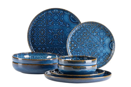 Azulejo Blu Ensemble combiné UNO | 8 pièces | Bleu | Grès | Fabriqué au Portugal