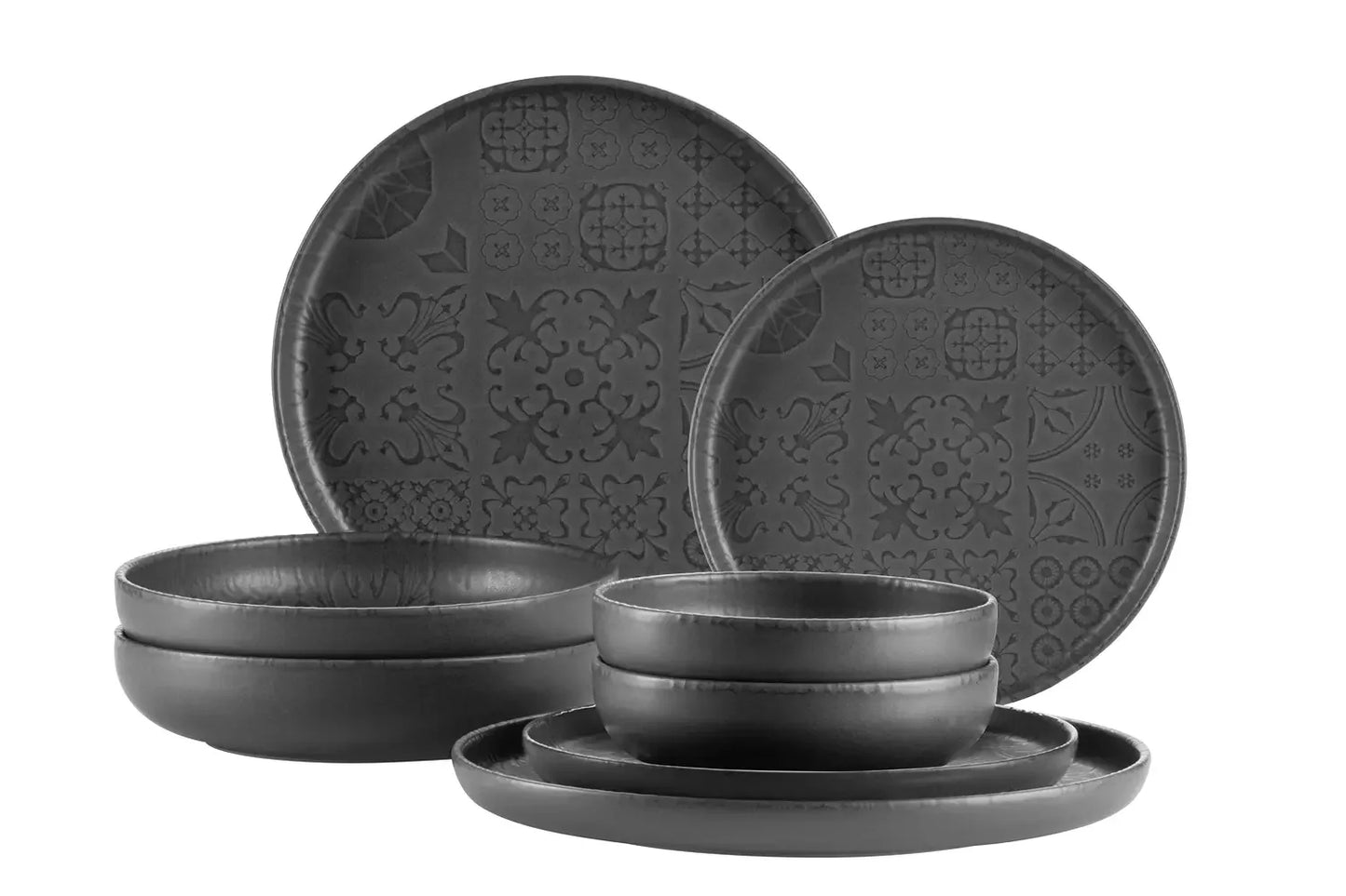 Ensemble combiné Azulejo Noir UNO | 8 pièces | Noir | Grès | Fabriqué au Portugal