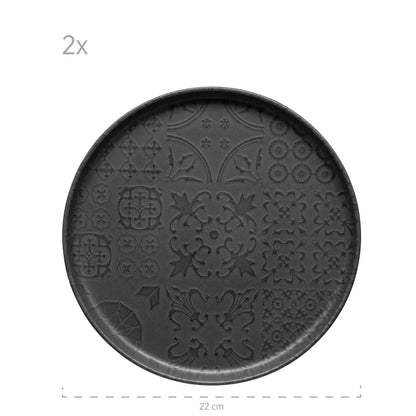 Ensemble combiné Azulejo Noir UNO | 8 pièces | Noir | Grès | Fabriqué au Portugal