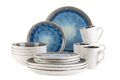 Service de table Nordic Frost | 16 pièces | Bleu | Grès
