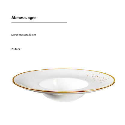 Riviera Gourmetset WEISS mit braunen Punkten | 8-tlg. | Weiß / Braun | Porzellan