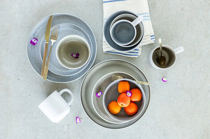Set de vaisselle Luna | 16 pièces | Gris | Grès