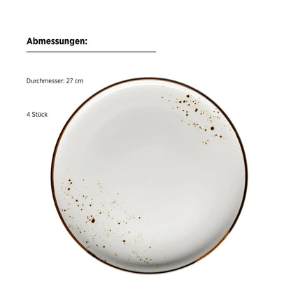 Riviera Service de table | 16 pièces | Blanc / Marron | Porcelaine