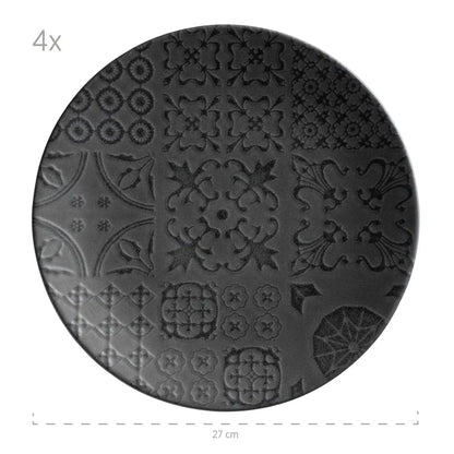 Azulejo Noir Tafelservice | 12-tlg. | Schwarz | Steinzeug | Made in Portugal