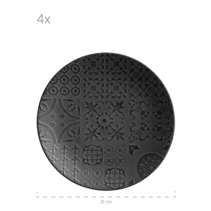 Azulejo Noir Tafelservice | 12-tlg. | Schwarz | Steinzeug | Made in Portugal