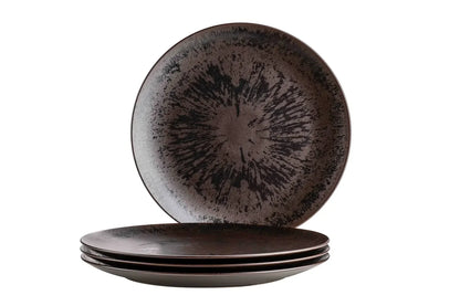 Set de 4 assiettes de présentation Bronzo | Noir | Grès | Fabriqué au Portugal