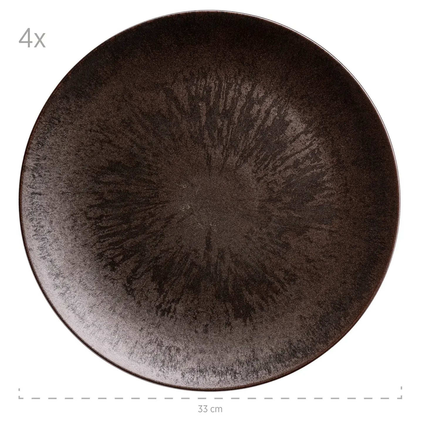Set de 4 assiettes de présentation Bronzo | Noir | Grès | Fabriqué au Portugal
