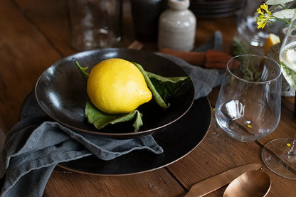 Set de 4 assiettes de présentation Bronzo | Noir | Grès | Fabriqué au Portugal