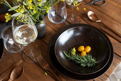 Set de 4 assiettes de présentation Bronzo | Noir | Grès | Fabriqué au Portugal
