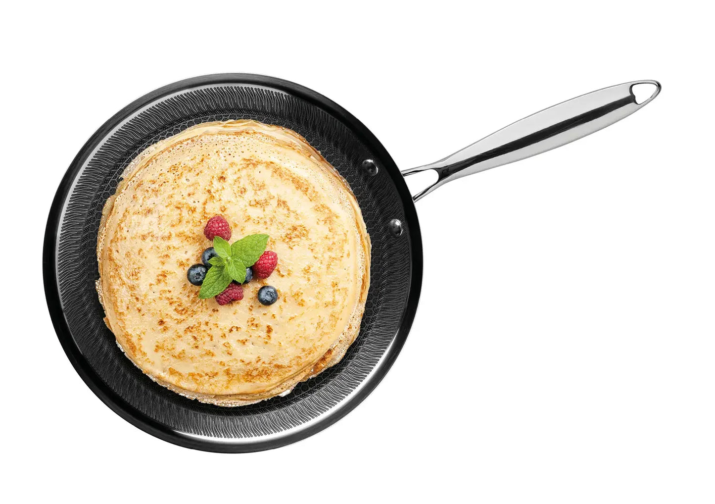 Vulcano Crêpe Pan, 3-ply with honeycomb coating | Silver / Black | 18/10 Stainless Steel