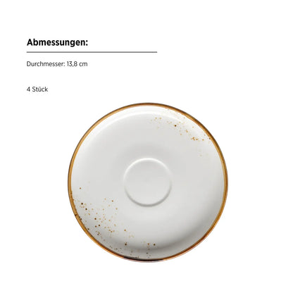 Riviera Coffee Cups | 8-Piece | White / Brown | Porcelain
