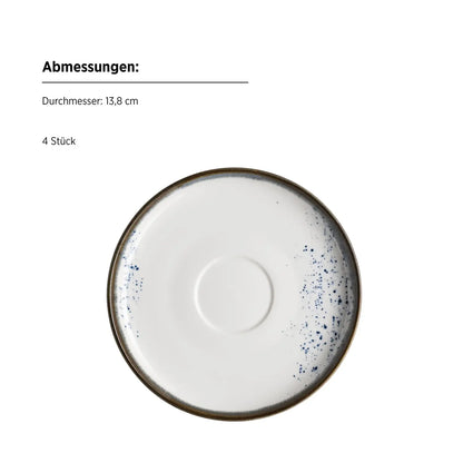 Riviera Kaffeetassen blaue Punkte | 8-tlg. | Weiß / Blau | Porzellan