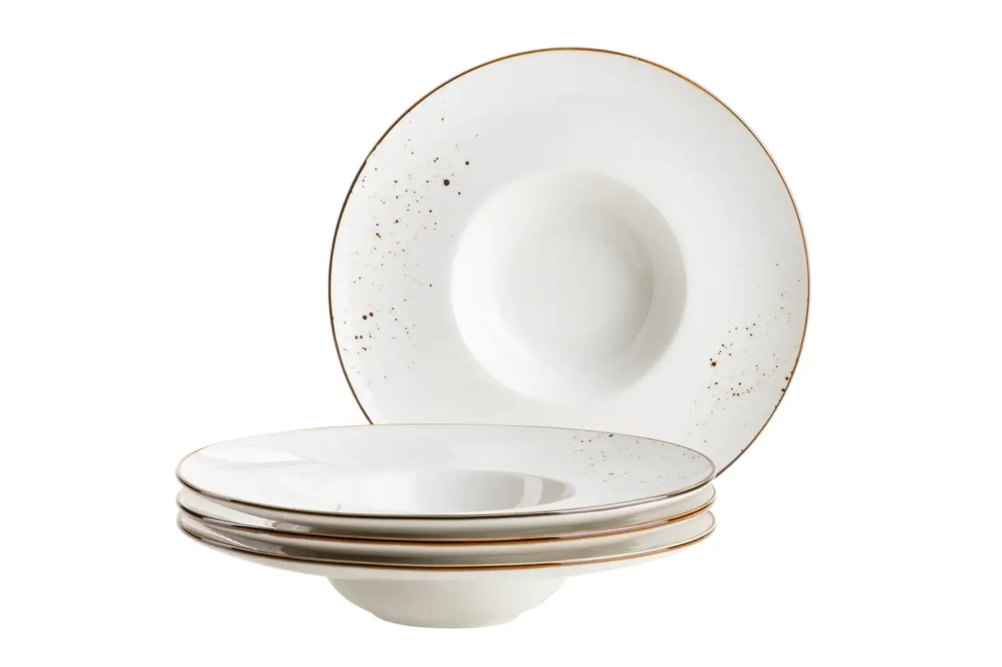 Riviera Gourmet Plate | 4-piece | White / Brown | Porcelain