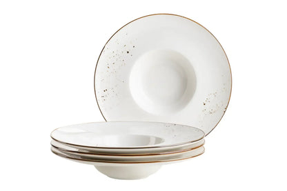 Riviera Gourmet Plate | 4-piece | White / Brown | Porcelain