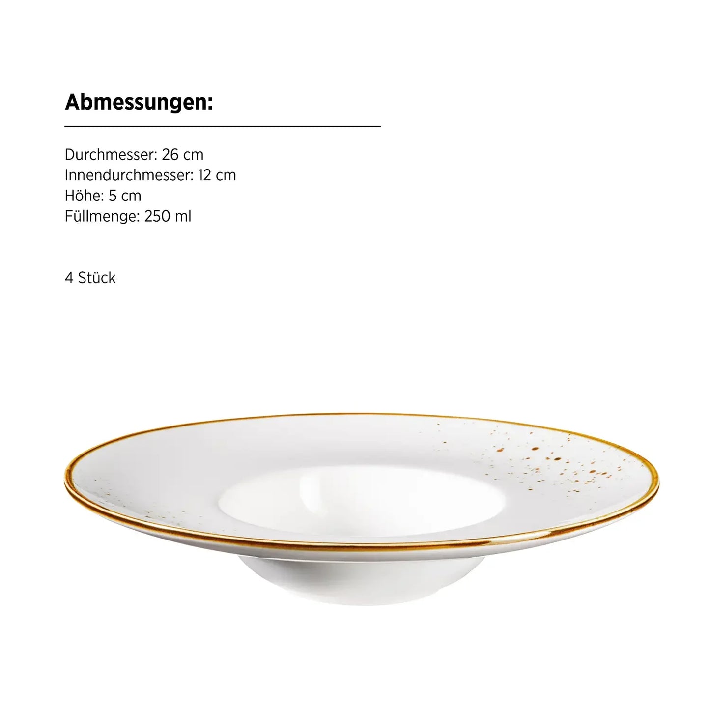 Riviera Gourmet Plate | 4-piece | White / Brown | Porcelain
