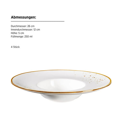 Riviera Gourmet Plate | 4-piece | White / Brown | Porcelain