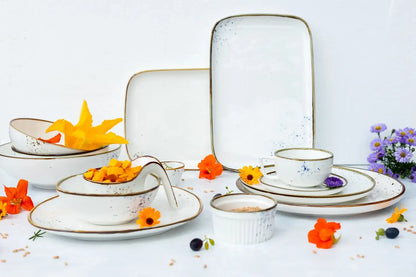 Riviera Gourmet Plate | 4-piece | White / Brown | Porcelain