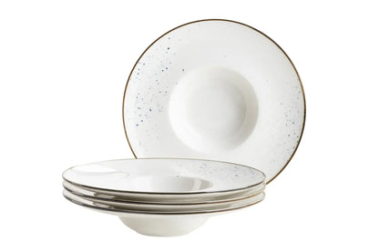Assiette gourmande Riviera pois bleus | 4 pièces | Blanc / Bleu | Porcelaine